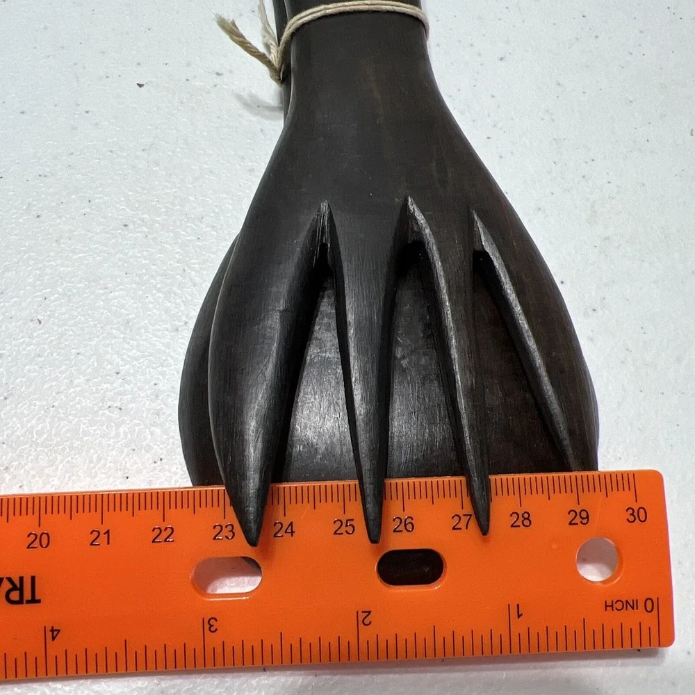 Hand‎ Carved Wooden Elephant Serving Salad Spoon & Fork 12